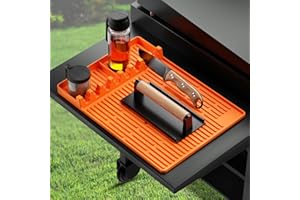 visnfa Silicone Griddle Tools Mat for Blackstone, Heat Resistant Spatula Mat, BBQ Grill Tool Rest, Silicone Grill Pad，Blackstone Griddle Accessories for Kitchen, Cooking & Countertop（Orange）