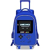 ZHIMEBYE Kids Rolling Backpack for Boys - Gamer Boys Rolling Backpack with Wheels, Elementary Middle School Roller Bookbag with Adjustable Handle for Travel & School