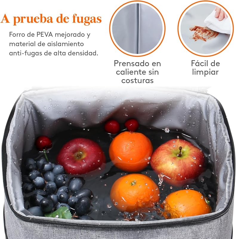 Mochila Nevera 24L (30 Latas), Mochilas Neveras Portatil Isotermica, Bolsa Termica Porta Alimentos Impermeable, Cooler Bag para Playa, Picnic, Camping, Viaje, Trabajo, Gris