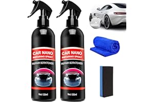 AGONAME 2 Pcs Nurafix Nano Car Spray, Nurafix Nano Scratch Remover, Nurafix Scratch Fix Polish Spray for Cars, Car Nano Repairing Spray for Auto Detailing Glasscoat Car Polish Wax (with Wipe & Sponge)