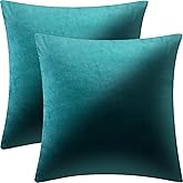 Bunliuys 2 Pack 18x18 Pillow Cover Velvet Pillow Covers, Square Throw Pillow Covers for Living Room Decorations Throw Pillow Case, Throw Pillow Cover Cushion Cover for Sofa Bedroom Car, Teal Velvet