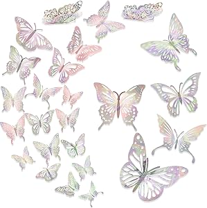Aodaer 108 Pieces 3D Silver Butterfly Wall Stickers 9 Styles 3 Sizes Butterfly Wall Decals DIY Removable Murals for Kids Baby Art Decor Bedroom Bathroom Living Room Office Party Nursery Classroom