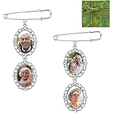 VSHZXFH 2 Sets Wedding Bouquet Photo Charms Bouquet Charm for Gift Bridal bridegroom Charm DIY Pin Brooch Making Kit Bouquet Picture Charm for Wedding Memory Friend Wedding Gift