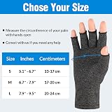 AovYoo Fingerless Arthritis Gloves Grey Size M for Hand Pain Relief view 6