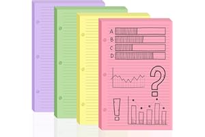 SHIQIKEJIPTY College Ruled Paper 5.5 x 8.5 Colored Loose Leaf Paper Half Letter Lined Paper 3 Hole Punched 100 Sheet College Ruled Loose Leaf Notebook Paper lined paper binder refill Fits 3 Ring Binders For Office