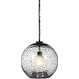 CASAMOTION Pendant Lighting Kitchen Island Entryway Hallway Foyer Clear Glass Black Marble Modern Farmhouse Ceiling Hanging Light fixtures Large Globe Black Chain Kit 13 inch H