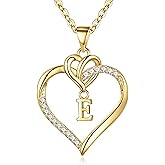 STORUP Valentines Gifts for Her Teen Girls - Heart Initial Necklaces for Women Girls, 14K-Gold-Plated CZ Initial A-Z Heart Necklaces for Teen Girl Jewelry Valentines Gifts for Women Mom Wife Sister
