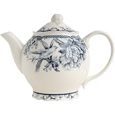 222 Fifth Adelaide 22oz Floral Blue &amp; White Ceramic Teapot- Vintage Porcelain Tea Pot for Loose Leaf, Blooming Tea &amp; Coffee, Elegant Teapot for Tea Party, Flower Design | Suitable for 1 to 3 people
