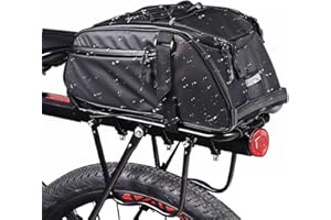 ZIMFANQI Bike Rear Bag Reflective,Water Resistant Bicycle Pannier Rack Bag Cargo Trunk Storage Cycling Carrier Chest Bag,8L Capacity with Multi Pocket Taillight Loop,Shoulder Strap for Outdoor