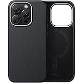 JETech Slim Case for iPhone 15 Pro 6.1-Inch Compatible with MagSafe, Soft TPU Anti-Scratch Shockproof Phone Cover with Leather Texture Design, Non-Leather (Black)