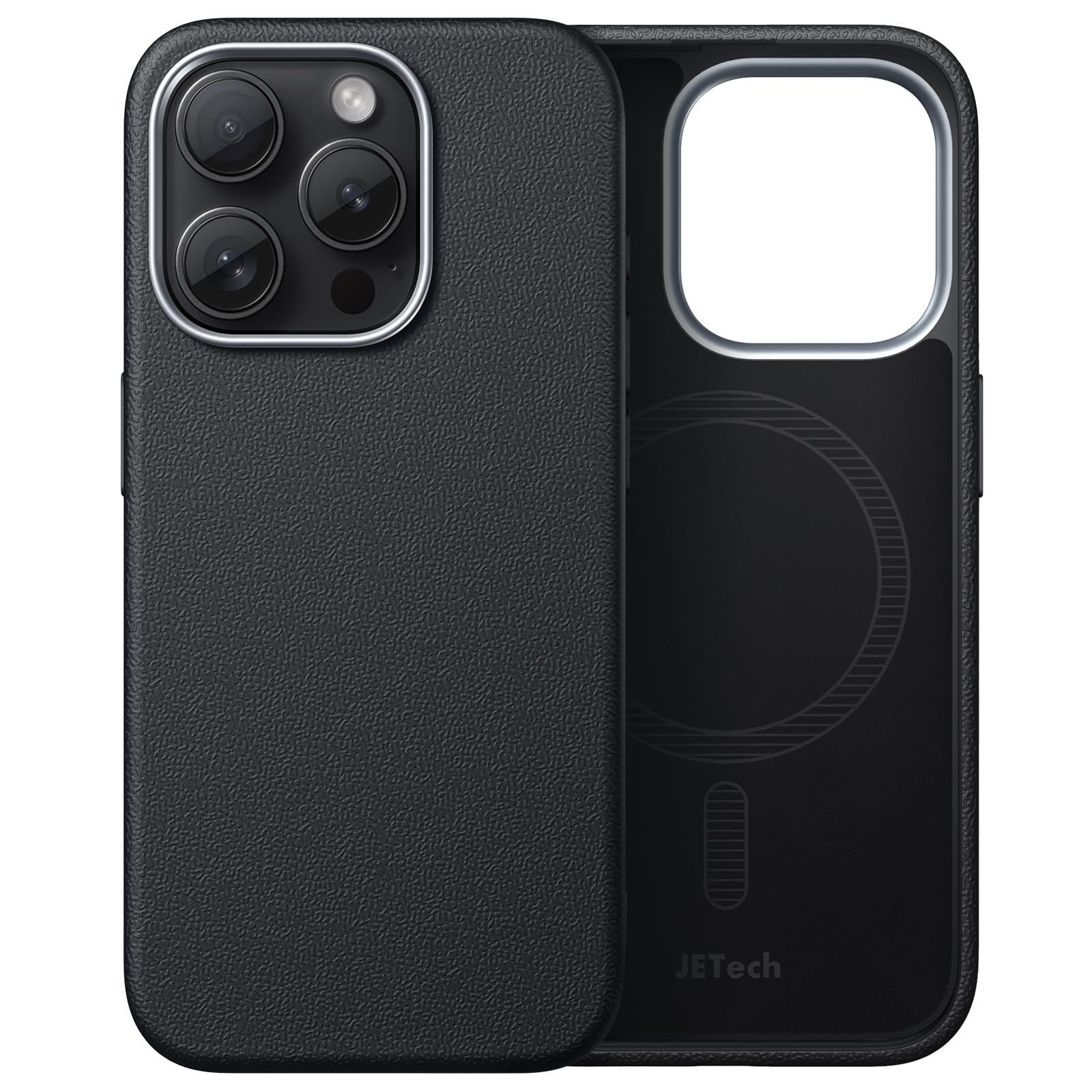 Photo 1 of JETech Slim Case for iPhone 15 Pro 6.1-Inch Compatible with MagSafe, Soft TPU Anti-Scratch Shockproof Phone Cover with Leather Texture Design, Non-Leather (Black)