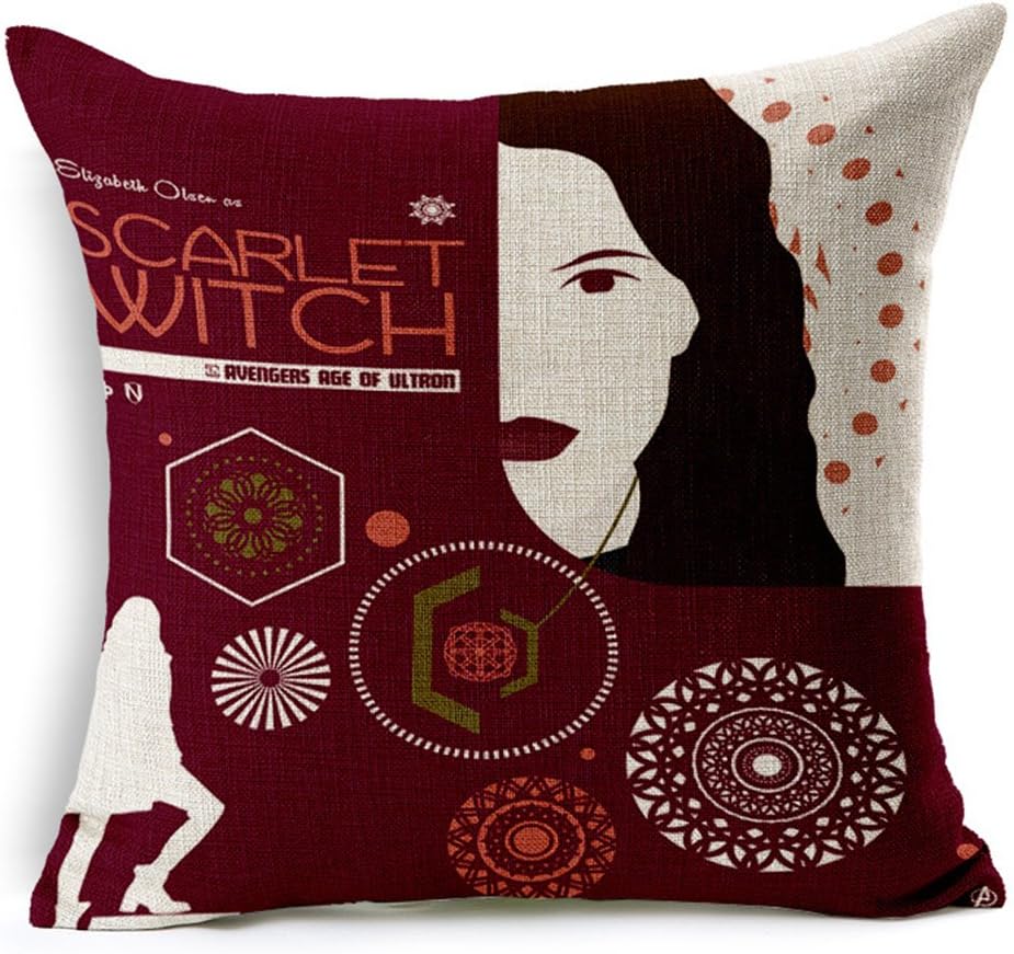 Scarlet witch Cotton Linen Decorative Throw Pillow Case Cushion Cover, 17.7" x 17.7"