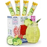 Klass Aguas Frescas Cucumber Limeade | Zero Sugar Drink Mix | 40 Sticks | Natural flavors and only 5 calories per packet, refreshing cucumber limeade agua fresca taste, zero sugar and caffeine free