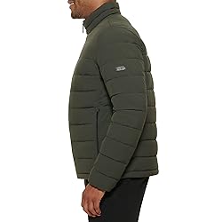 DKNY Men's Light-Weight Quilted Stand Collar Puffer