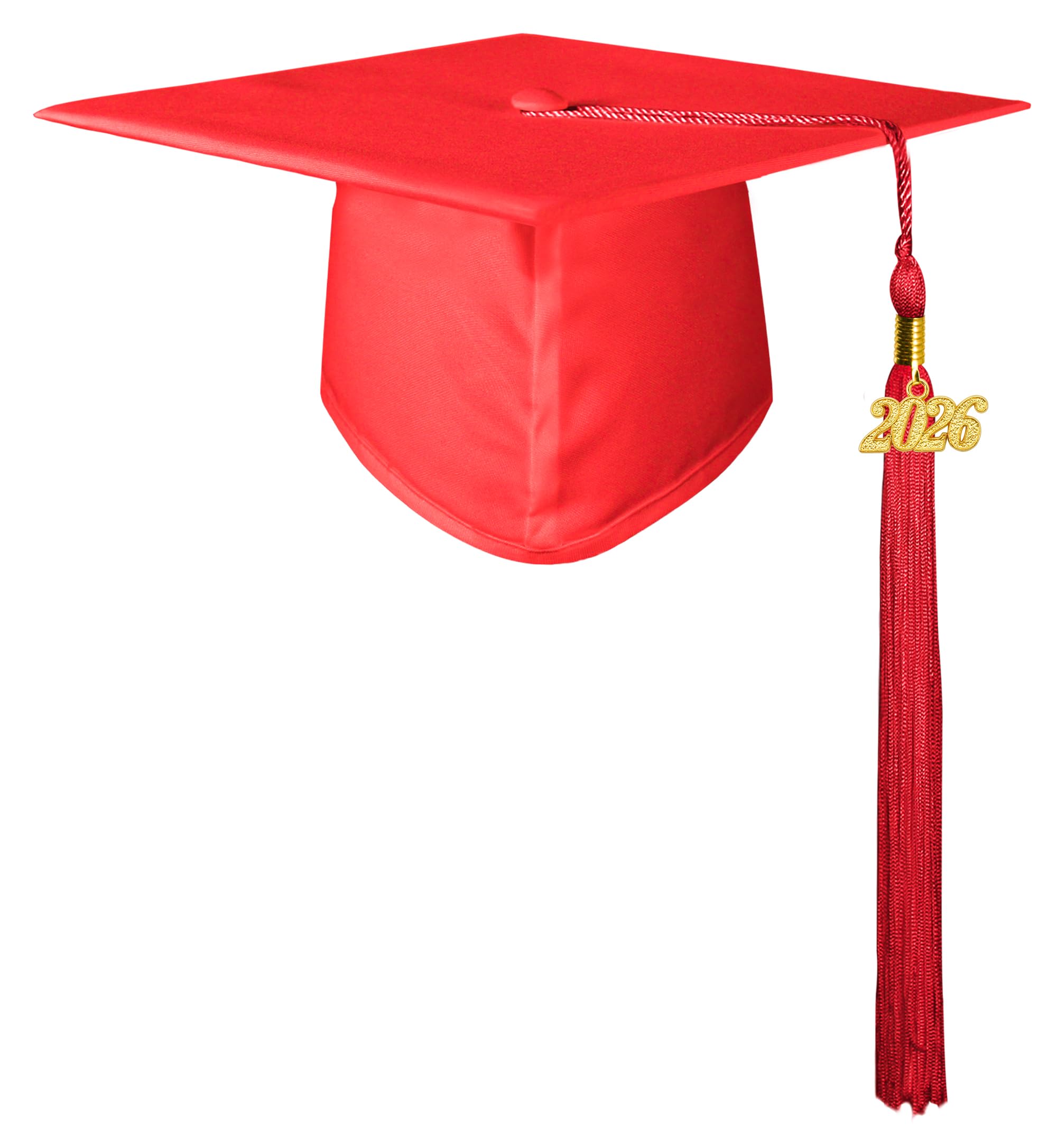 GraduationMall Graduation Hat for Adult 2026 Bachelor Cap Motorboard Hat for High School University Graduation Cap - Red
