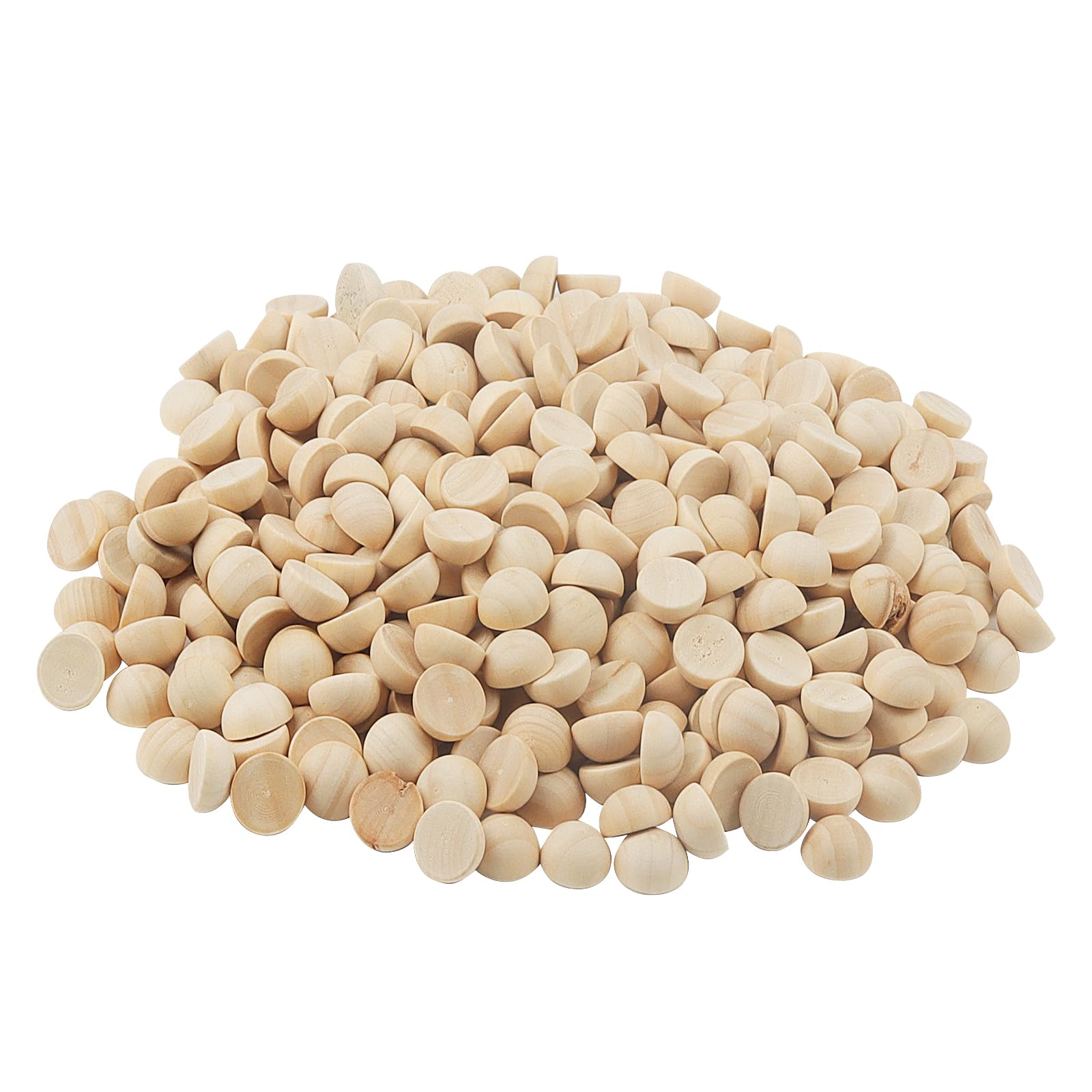 JAPCHET 500 Pcs 15mm Half Wooden Ball, Unfinished Half Wood Ball for Craft, DIY