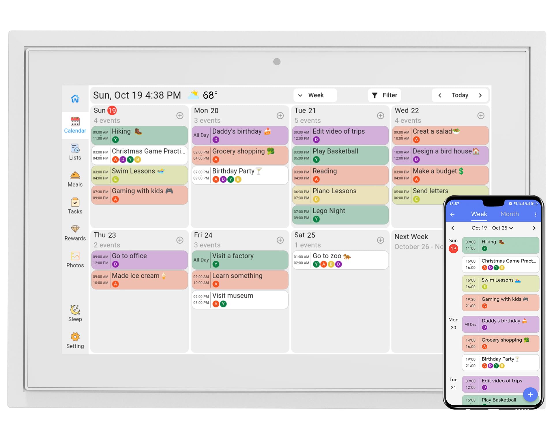 Photo 1 of Digital Calendar 10.1 Inch Wall Planner Touch Screen WiFi Smart Electronic Planner with Third-Party Calendar Sync, Chore Tracker, Meal Plan Family Digital Picture Frame Gift for Mom Women