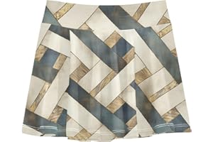 Grey Ivory Crosshatch Girls Tennis Skirts with Built-in Shorts Flowy Girl Golf Skirt Cheerleading Skirts with Pockets 4-12Y