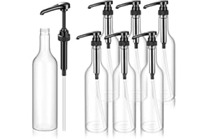 IMengjbang 6 Pack 25 oz Coffee Syrup Bottles with Pump, Long Neck Plastic Syrup Dispenser Bottles Bar Accessories for Coffee 