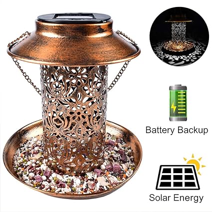 Solar Powered Garden Lantern Light Bird House Wild Hanging