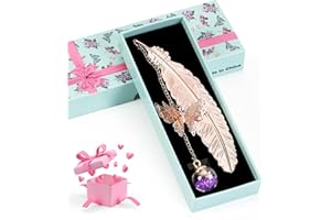 GRANDFUN Bookmarks Christmas Stocking Stuffer for Women, Teacher Gifts Cute Metal Feather Bookmark Butterfly Unique Birthday Holiday Reading Gifts for Mom Wife Daughter Teen Girls Book Lovers Reader Coworker