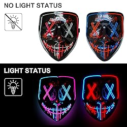 Poptrend Halloween Mask LED Light up Mask Scary