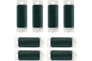 Mirrline 8 Pcs 22 Gauge Floral Paddle Wire 306 Yards(918 Feet) Metal Florist Green Wire Flexible Paddle Wire for DIY Crafts Christmas Wreaths Tree Flower Arrangements Wedding