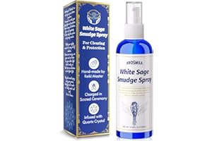 EROSMILE White Sage Spray, Smudge Spray for Clearing and Protection - Smokeless Sage Mist with Real Quartz, Negative Energy Cleansing Mist & Protection, Home & Meditation - 4.05 Oz
