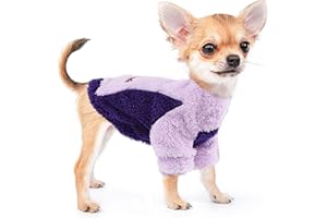 Kosiyi Dog Sweaters for Small Dogs Girl Boy Fleece Turtleneck Dog Clothes with Leash Hole Dog Outfit Winter Pet Pullover Coat, Cat Apparel Puppy Jacket, XS, Purple