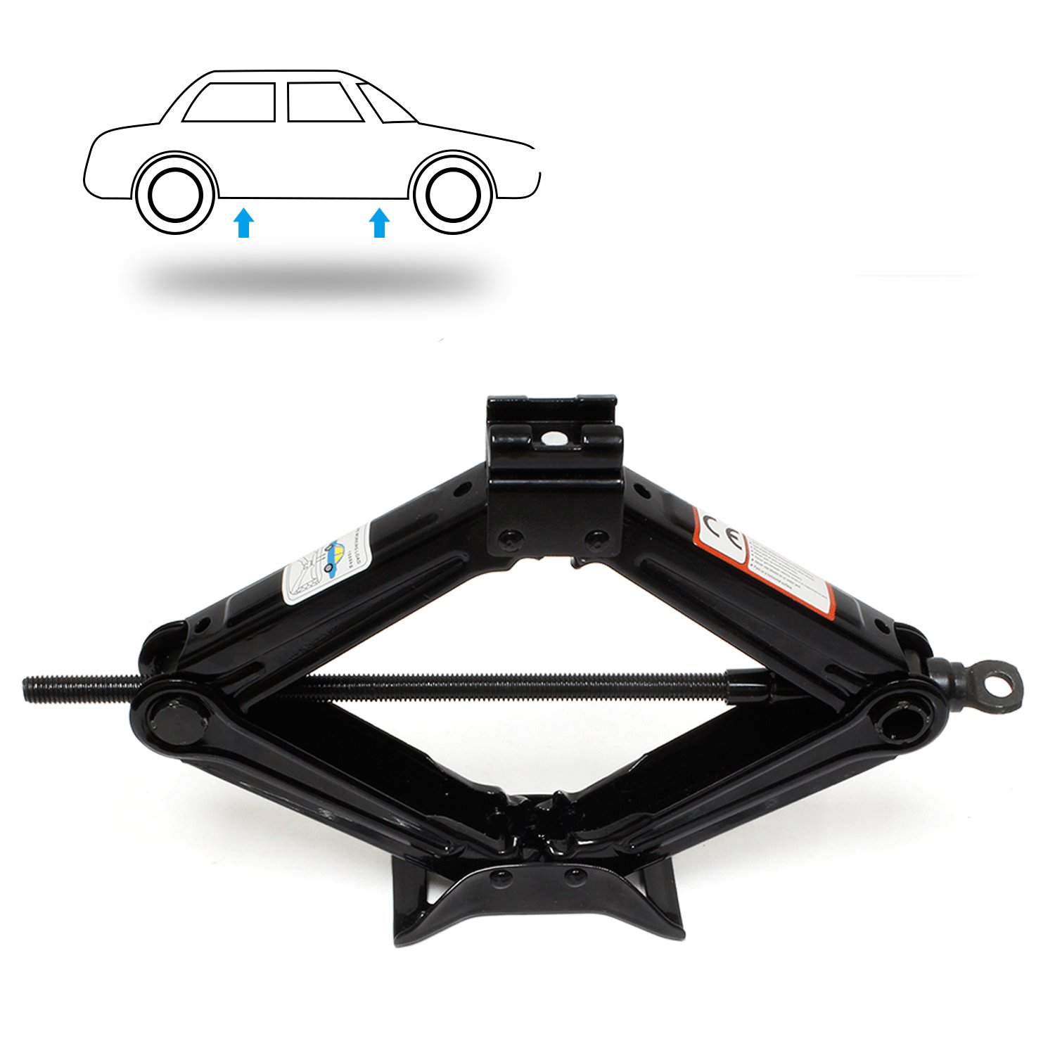 Heyner Germany Cric A Forbice Robusto Con Chiave A Cricchetto - Edizione Nera, Portata 1,5 Tonnellate. Il Sollevatore Di Emergenza Compatto Con Custodia, Facile Da Usare Per Auto E SUV. - 3
