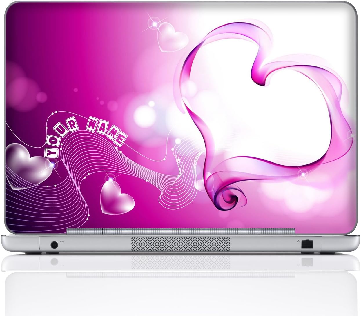 Meffort Inc Personalized Laptop Notebook Notebook Skin Sticker Cover Art Decal, Customize Your Name (14 Inch, Pink Heart)