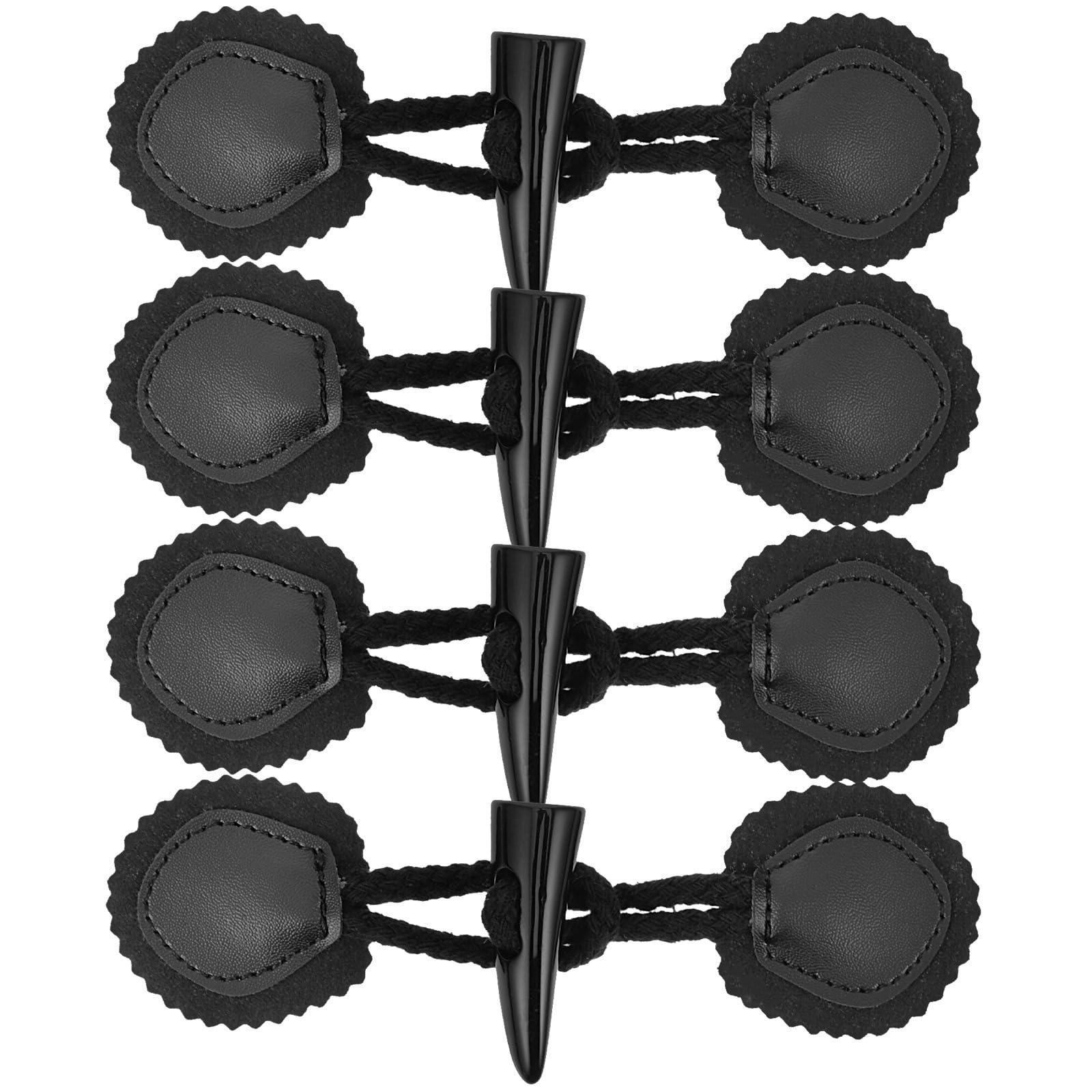 MAGICLULU Toggle Buttons 4 Pairs of Leather Horn Toggle Closure Buttons Leather Sew-On Toggles Closure PU Duffle Coat Toggles for Coat Knitwear Windbreaker Jacket Vintage Decor Vintage Decor