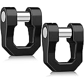 3/4" D Ring Shackle, 70000 Lbs Break Strength, Clevis Shackle with 7/8" Pin, Rustproof, for Tow Off Road Vehicle Recovery, Black, 2 Pack