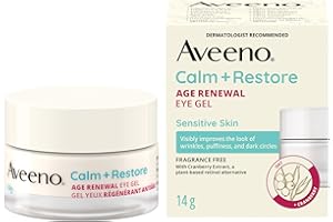 AveenoCalm + Restore Age Renewal Eye Gel, Anti Aging, Niacinamide, Oat, Cranberry, Retinol Alternative, Gentle on Sensitive S