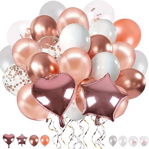 VEYLIN Balloons Pack of 51 Pcs 12 Inch Latex & 18 Inch Foil Balloons with Gold Confetti, For Helium Or Air Use Compatible for Birthday Bachelorette Party Bridal Halloween Winter Party Decor Accessory