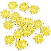 Framendino, 20 Pack Yellow Fruit Enamel Lemon Charms Pendant Beads for DIY Jewelry Making Bracelet Necklace