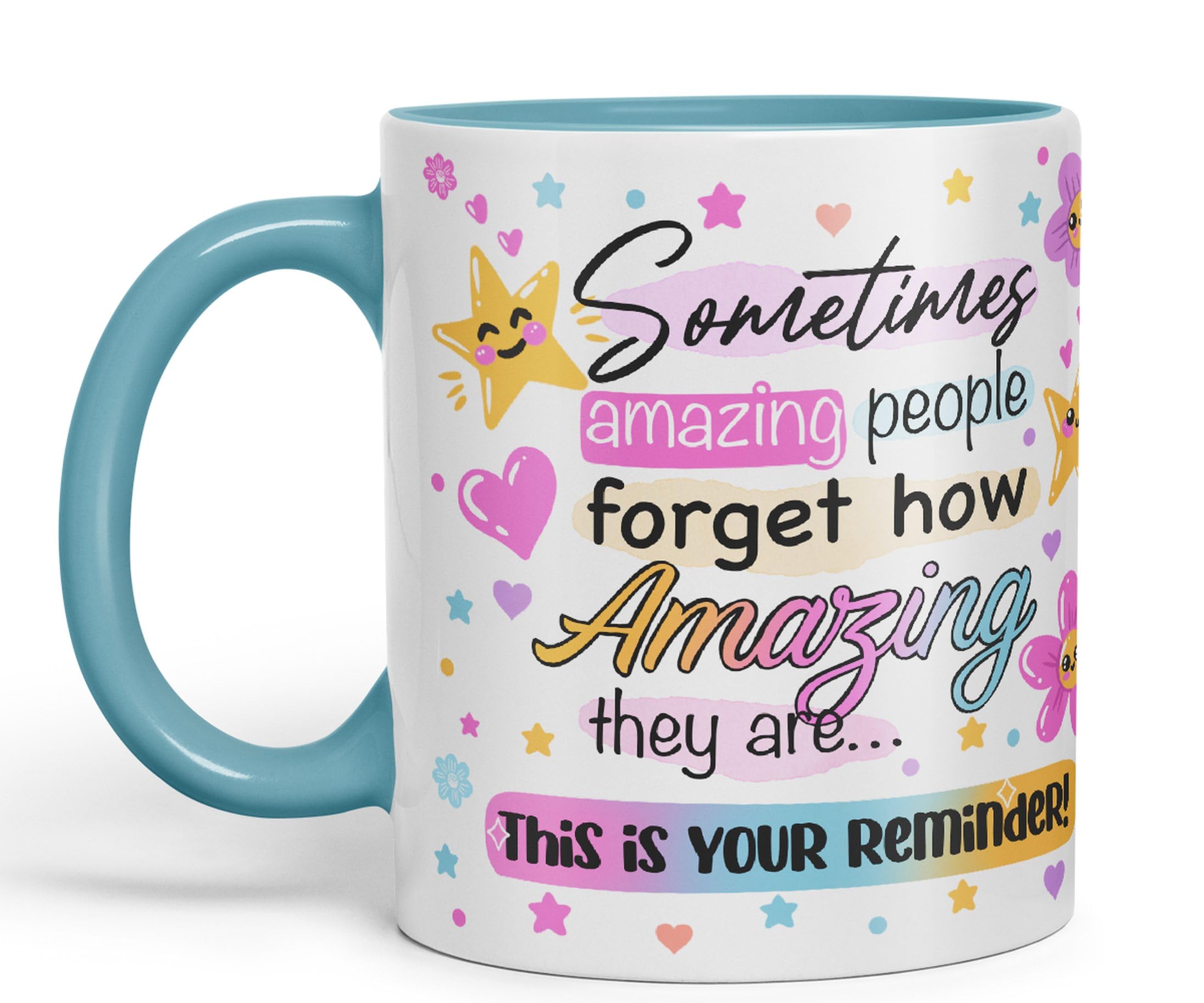 Vixar Sometimes Amazing People Forgot... Coloured Ceramic Mug Cup Gift 330ml 11oz Work Office Tea Coffee Gift (Turquoise)