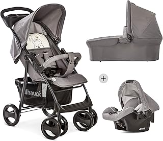 Hauck Shopper SLX Trio Set 3 in 1 Kinderwagen bis 25 kg + Babyschale + Babywanne mit Matratze ab Geburt, Buggy mit Liegefunktion, Getränkehalter, leicht, klein faltbar, pooh cuddles