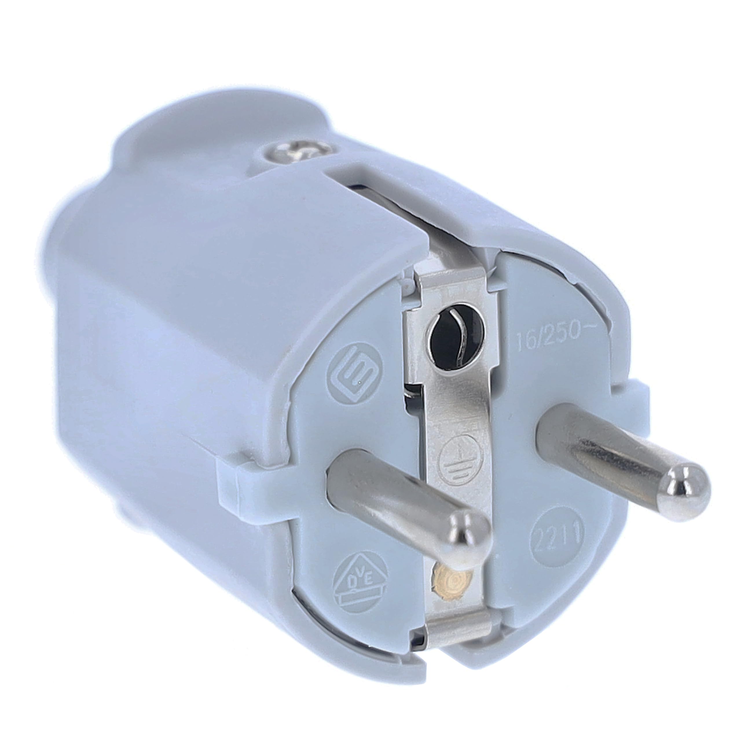 as-Schwabe PVC Earth Contact Plug, Double Contact, grey, 62220