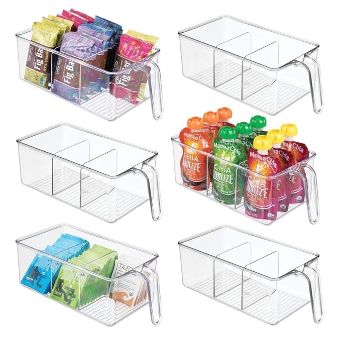 mDesign Plastic Kitchen Pantry Refrigerator Food Storage Organizer Bin Holder with