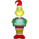 Gemmy Airblown Dr. Seuss Grinch I'm Here for the Presents Christmas Inflatable, 5.5-Ft, LED Yard Decor