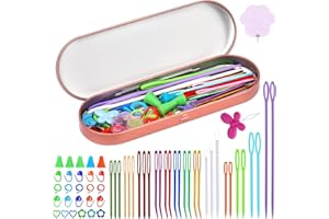 SHWAKK 59pcs Yarn Needles Set, Colorful Large-Eye Tapestry Needle, Darning Needles for Yarn with Big Eye Blunt Needles, Plastic Sewing Needles for Yarn Needlework with Stitch Markers for Knitting Crocheting