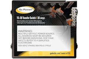 Go Power! TS-30 30 Amp Automatic Transfer Switch, Dual Source Compatibility, Generator Delay Switch, Easy Installation, Compact Design, Black