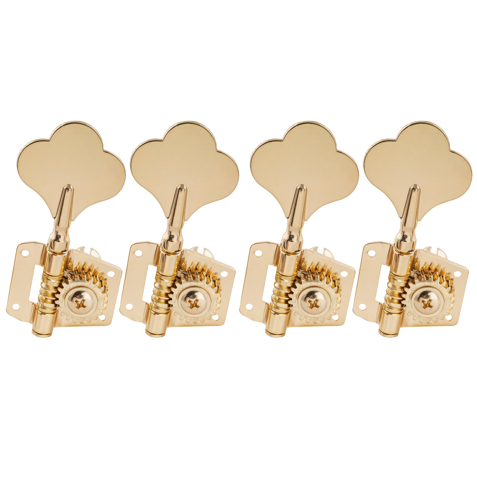 Musiclily Pro 4 In Line Open Gear Electric Bass Tuners Machine Heads Tuning Keys Pegs for Precision Jazz Bass, Gold