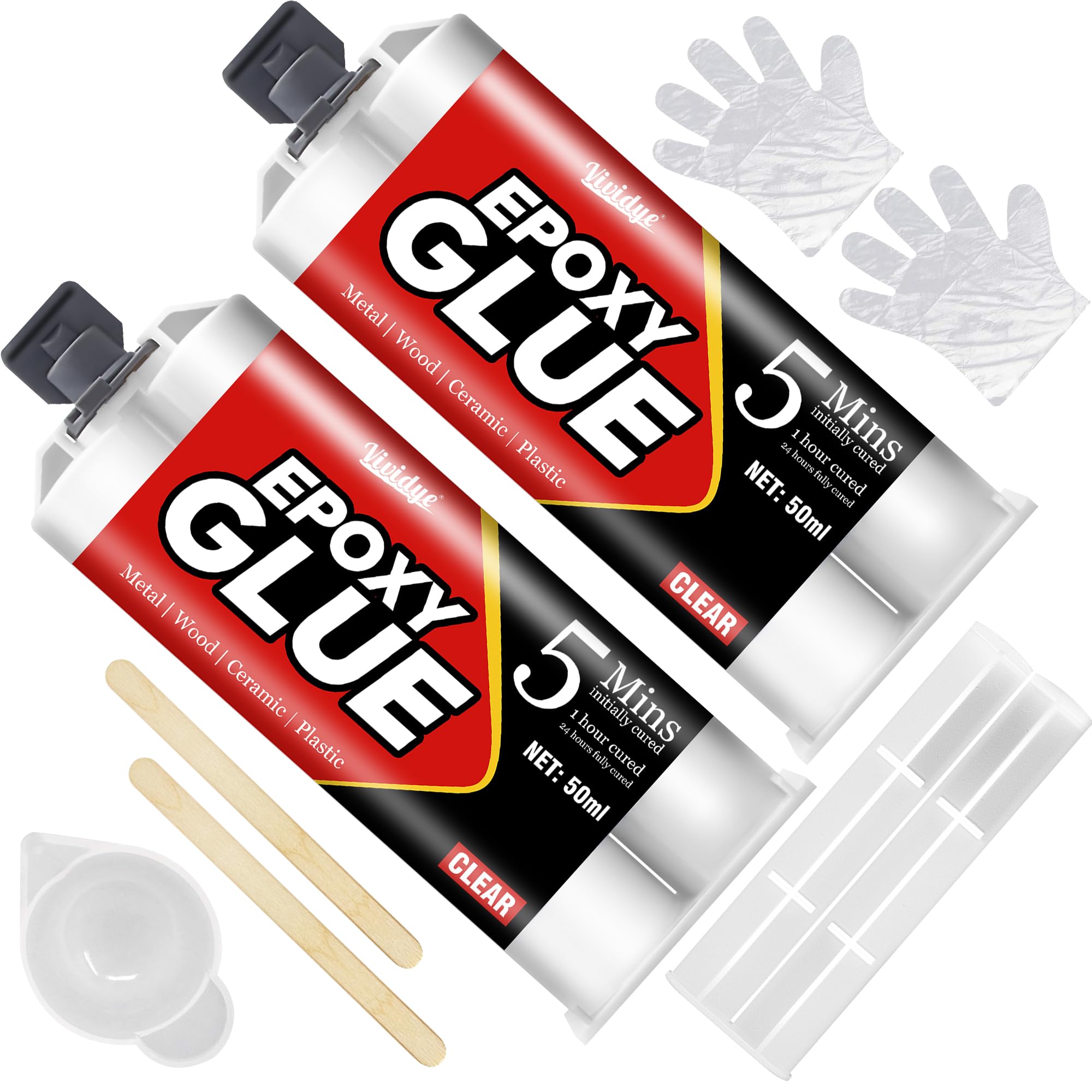 Photo 1 of 5 Minute Epoxy Glue, 3.4oz Fast Curing Epoxy Adhesive for Metal, Plastic, Glass, Wood, Ceramics and More, Clear 2 Part Epoxy Repair Glue, Golf Club Epoxy Resin Kit, Waterproof & Strong Bond