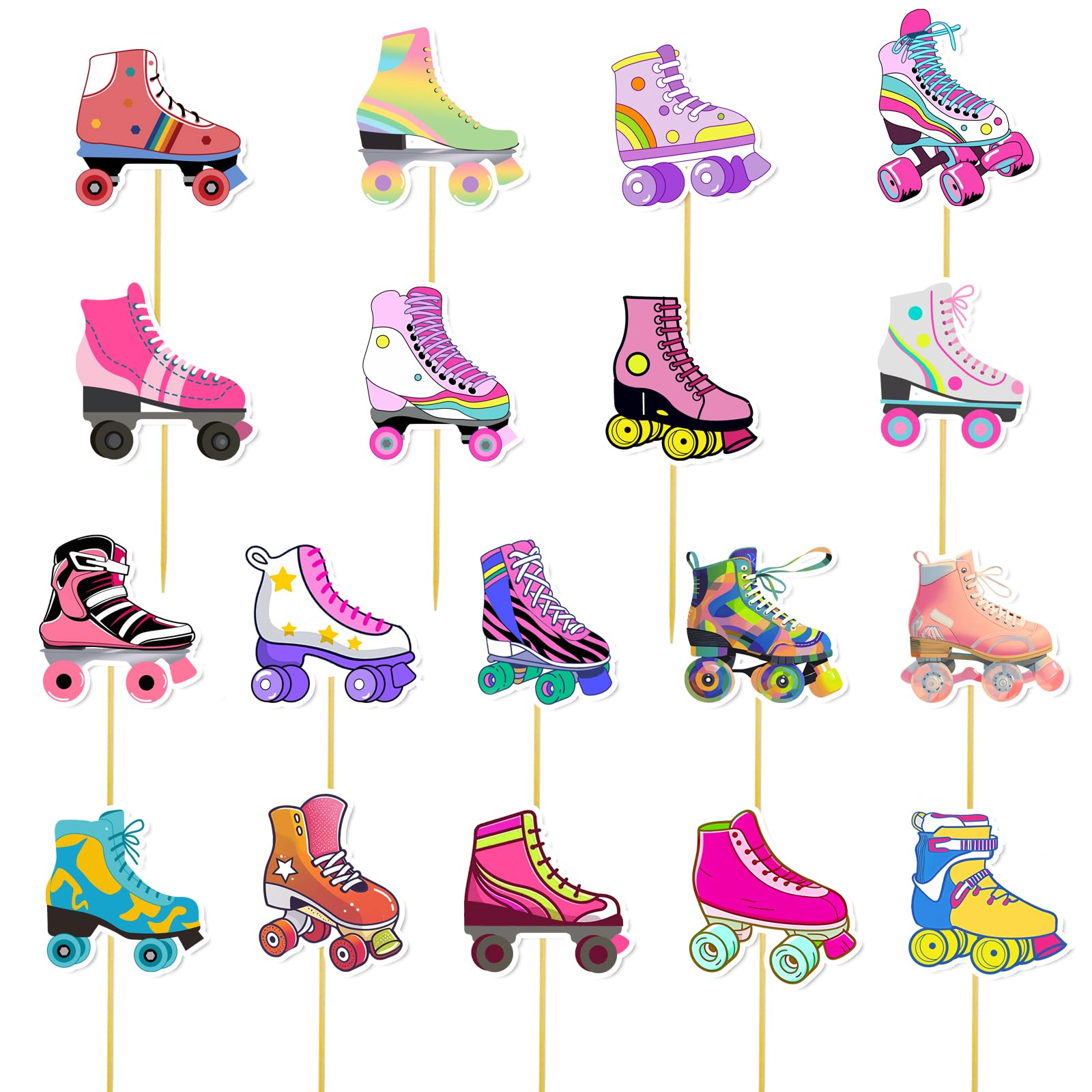Photo 1 of 36Pcs Roller Skate Party Decorations Cupcake Toppers, Colorful Roller Skate Party Decorations Skate Themed Party Birthday Decors, Roller Skate Party Favors for Home Birthday Party Supplies