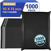 Metronic Poly Mailers 10x13 1000 Pack, Self-Seal Shipping Bags for Clothing | Thick Waterproof Tear-resistant Mailing Envelopes, Strong Packaging Bags for Clothing, Boutiques, Small Business, Black.