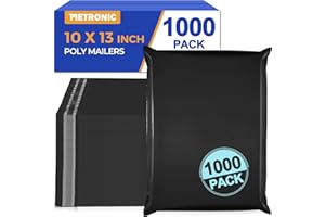 Metronic Poly Mailers 10X13 1000 Pack, Strong Adhesive Shipping Envelopes for Clothing, Medium Shipping Bags for Small Businesses, Waterproof Mailers Poly Bags (Black, 10x13 1000PC)