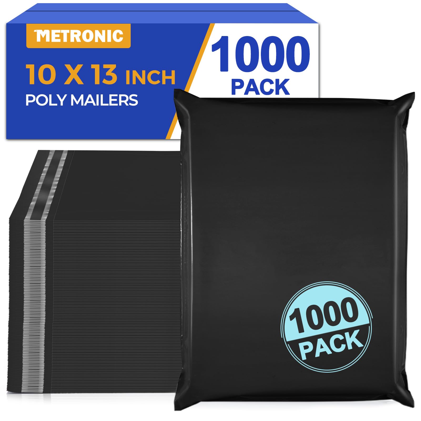 Photo 1 of Metronic Poly Mailers 10X13 1000 Pack, Bulk Shipping Bags Heavy Duty Self Seal Waterproof Tear Weather Resistant Medium Mailing Envelopes, Packaging bags for Small Business, Boutique, Clothing,Black