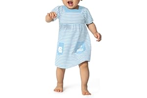 Little King NCAA Infant Girls Short Sleeve Striped Dress with Pockets-100% Cotton-Sizes 6M, 12M and 18M
